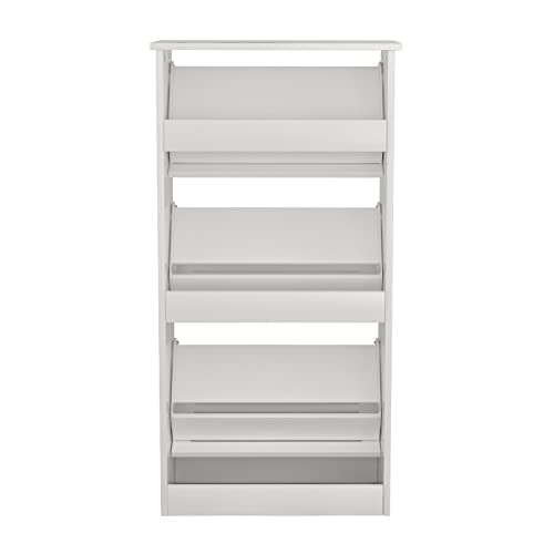 3 Flip Drawers Shoe Cabinet, Wooden Freestanding Shoe Rack, White Shoe Storage Cabinet for Entryway, Living Room, and Corridor