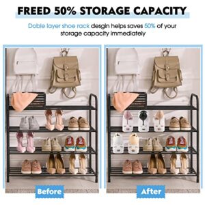 75 Pcs White Shoe Slots Organizer 4 Gears Double Layer Adjustable Stack Shoe Rack Stacker Space Shoes Slots Space Saving Storage Shoe Holder Hidden Shoe Storage Shoe Stackers for Closet Organization