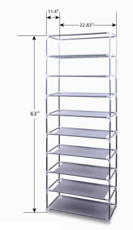 dcmtoamz Fashionable Room-Saving 9 Lattices Non-Woven Fabric Shoe Rack Gray