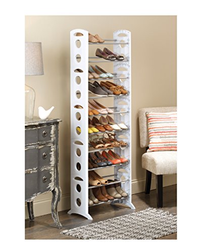 Whitmor Floor Shoe Tower 30 Pair White