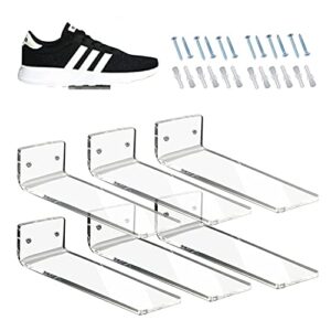 Acrylic Floating Shoe Display Shelves, Floating Shoe Display Shelf, Clear Acrylic Floating Shoe Display Stands Sneaker Shelves Wall Mounted, Acrylic Shoe Shelf, Floating Shoe Shelf for Wall Set of 6