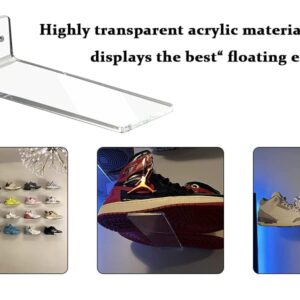 Acrylic Floating Shoe Display Shelves, Floating Shoe Display Shelf, Clear Acrylic Floating Shoe Display Stands Sneaker Shelves Wall Mounted, Acrylic Shoe Shelf, Floating Shoe Shelf for Wall Set of 6