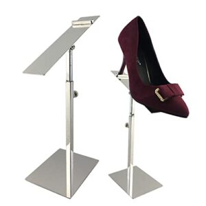 vidaya silver shoe display stand, stainless steel shoe display risers stand countertop adjustable retail supplies, shoe rack set of 2
