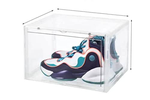 Shoe Organizer Sneaker Box Folding Stackable Transparent Plastic Shoe Case Storage Box 1pc (Clear Transparent)