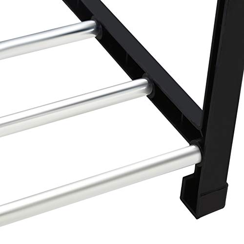 OKJHFD 3 Tier Aluminum Shoe Rack Standing Shoe Organizer Shoe Storage Cabinet Entryway Bathroom Hallway Living Room (Black)(Size 4)