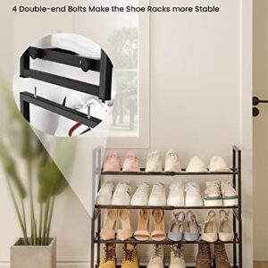 Hzuaneri 2-Tier Expandable Shoe Rack, Adjustable Shoe Storage Organizer, Heavy Duty Metal Shoe Stand, Free Standing Shoe Shelf for Entryway Closet Doorway, Portable and Space Saver, Black