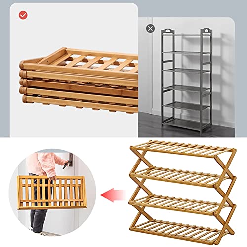 Koolouispoper Shoe Rack 3/4 Tier Folding Multifunctional Storage Organizer Bamboo Shoe Shelf Simple Household Economical Shelf (3 Layers)