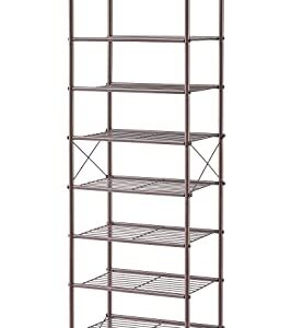 Tajsoon 10-Tier Shoe Rack Organizer, Narrow Shoe Rack for Closet Entryway, Metal Mesh Shoe Storage Shelf with X Shape Fixed Frame, Bronze