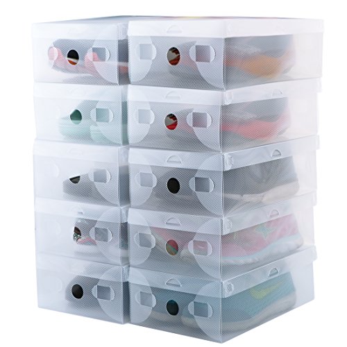 10 Kids Women Smart Storage Containers Foldable Clear Shoe Box Set