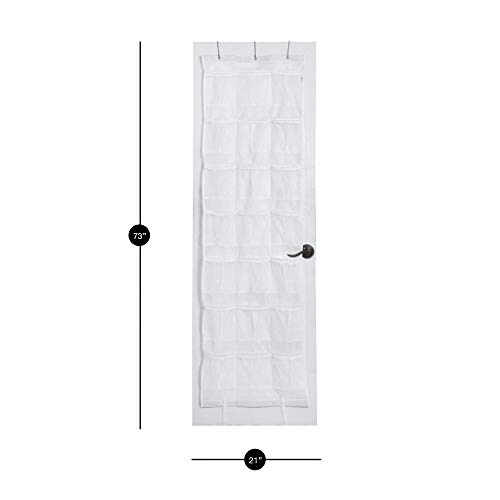 Smart Design Over-The-Door Organizer w/ 42 Pockets w/Elastic Trim & Hanging Hooks - VentilAir Mesh Fabric - Shoes, Pantry, Closet Storage - Home Organization (21 x 73 Inch) [White]