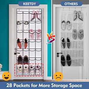 KEETDY 28 Large Clear Over The Door Shoe Rack and 5-Shelf Over the Door Organizer Hanging Door Storage for Closet