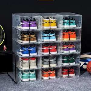 deprove 8 pack shoe storage box, shoe boxes clear plastic stackable shoe organizer for closet shoe organizers storage boxes with lids drawer type front opening shoe holder containers