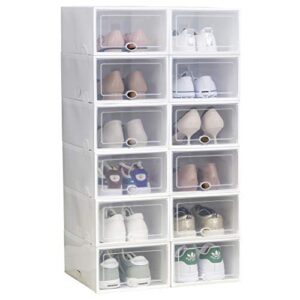 shoe storage boxes 12 pack clear plastic stackable