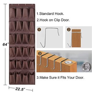 Nuorao 24 Large Pockets Hanging Shoe Organizer Shoe Rack, Hanging Shoe Organizer for Closet Hanging Shoe Rack Holder Hanger, Behind Door Hanger, Nonslip Holders, Sneakers and Home Accessories (Brown)