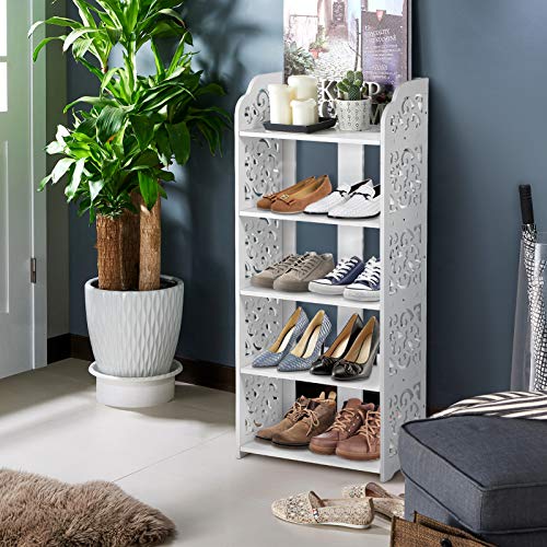 Estink Shoe Storage Rack, 3/4/5 Tier Space-saving Free Standing Shoe Tower Stand Organizer Shelves (5-Tier)