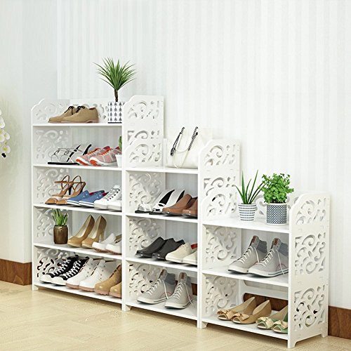 Estink Shoe Storage Rack, 3/4/5 Tier Space-saving Free Standing Shoe Tower Stand Organizer Shelves (5-Tier)