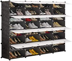 kousi portable shoe rack organizer 72 pair tower shelf storage cabinet stand expandable for heels, boots, slippers， 8-tiers black