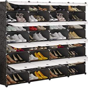 KOUSI Portable Shoe Rack Organizer 72 Pair Tower Shelf Storage Cabinet Stand Expandable for Heels, Boots, Slippers， 8-Tiers Black