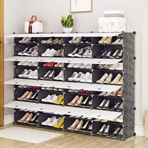 KOUSI Portable Shoe Rack Organizer 72 Pair Tower Shelf Storage Cabinet Stand Expandable for Heels, Boots, Slippers， 8-Tiers Black