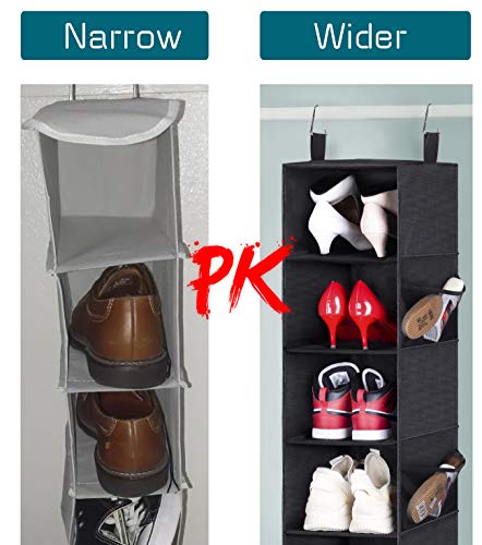 AOODA 8-Shelf Hanging Shoe Rack for Closet Organizer with 8 Mesh Side Pockets Wide Hanging Shoe Storage Holder For Hat, Clothes, Handbag, Black