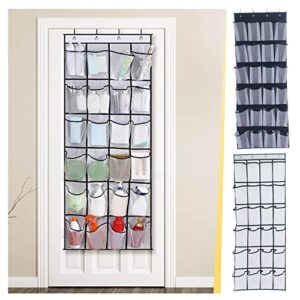 topuutp over the door shoes organizers with 24 mesh large pockets hanger storage organizer bag for bedroom clear fabric shoes behind door shoes hang holder rack for closet entryway (white)