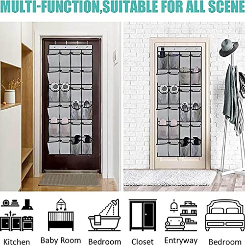 TOPUUTP Over The Door Shoes Organizers With 24 Mesh Large Pockets Hanger Storage Organizer Bag For Bedroom Clear Fabric Shoes Behind Door Shoes Hang Holder Rack for Closet Entryway (white)