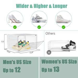 FUNLAX Shoe Storage Box, 8 Pack Clear Plastic Shoe Organizer Stackable Shoe Box Drop Front Shoe Containers Bins for Display Fit up to US Size 13