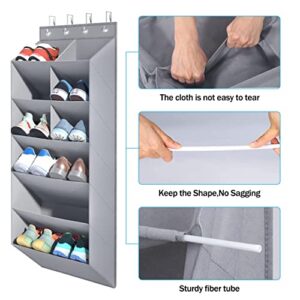 Libeder Over The Door Shoe Organizer,1 Pack Hanging Door Shoe Rack for Closet with 4 Metal Hooks, 6-tiers Hanging Closet Shoe Organizers and Storage Shelves Space Saving for Nursery,Dorm,RV,Bedroom, Grey, Grey