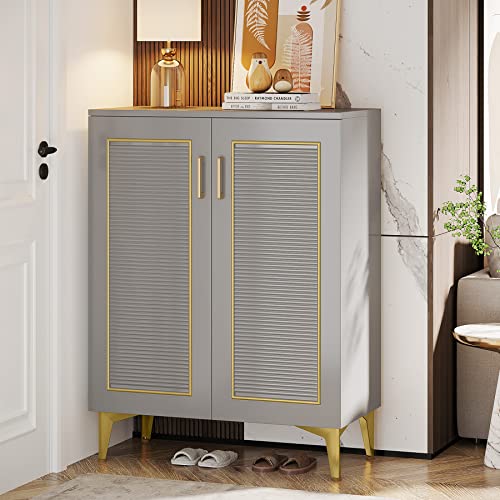 Tribesigns Shoe Cabinet with Doors, 5-Tier Modern Shoe Storage Cabinet for Entryway Hallway, Shoe Rack Organizer with Removable Shelves for 15-20 Pair of Shoes, Gray