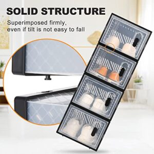 12 Pack Foldable Shoe Storage Boxes, Shoe Boxes Clear Plastic Stackable with Front Magnetic Door, Ventilation and Dust-proof, Shoe Organizer Boxes for Closet, Entryway, Bedroom, Fit for Sneaker/Boots/High heel(13.9 x 9.8 x 7.2) Clear (12Pack)