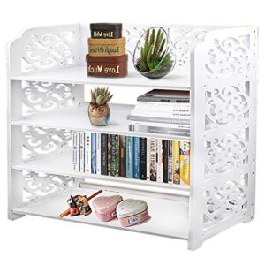 jerry & maggie - 4 tier wpc shoe rack/shoe storage stackable shelves free standing shoe racks - wide | white