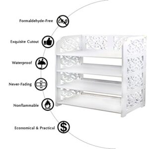 Jerry & Maggie - 4 Tier WPC Shoe Rack/Shoe Storage Stackable Shelves Free Standing Shoe Racks - Wide | White