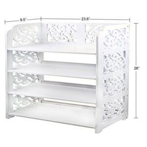 Jerry & Maggie - 4 Tier WPC Shoe Rack/Shoe Storage Stackable Shelves Free Standing Shoe Racks - Wide | White