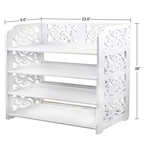 Jerry & Maggie - 4 Tier WPC Shoe Rack/Shoe Storage Stackable Shelves Free Standing Shoe Racks - Wide | White