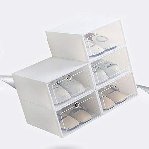 TFCFL 20/24 Pack Shoe Storage Box Shoe Box, Upthehill Clear Plastic Stackable Shoe Organizer Space Saving Foldable Shoe Container, 33 x 23 x 14cm (20 Pack)