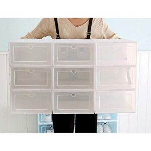 TFCFL 20/24 Pack Shoe Storage Box Shoe Box, Upthehill Clear Plastic Stackable Shoe Organizer Space Saving Foldable Shoe Container, 33 x 23 x 14cm (20 Pack)