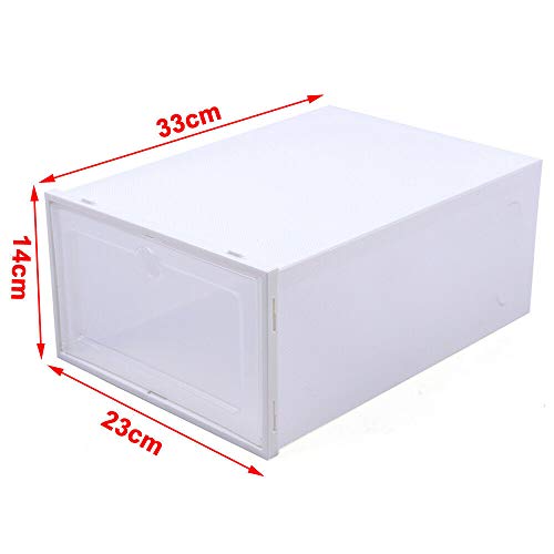 TFCFL 20/24 Pack Shoe Storage Box Shoe Box, Upthehill Clear Plastic Stackable Shoe Organizer Space Saving Foldable Shoe Container, 33 x 23 x 14cm (20 Pack)