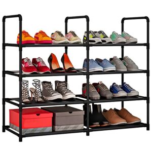suoernuo shoe rack storage organizer 4 tier metal tall free standing shelf for closet entryway bedroom,black