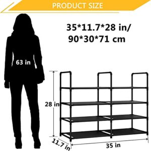 SUOERNUO Shoe Rack Storage Organizer 4 Tier Metal Tall Free Standing Shelf for Closet Entryway Bedroom,Black