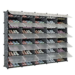 aeitc 100 pairs shoe rack organizer shoe organizer expandable shoe storage cabinet narrow standing stackable space saver shoe rack for entryway, closet with hook and side shelf,black