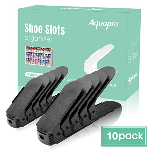 NEPROCK Shoe Slots Organizer, Adjustable Shoe Stacker Space Saver, Double Deck Shoe Rack Holder for Closet Organization (10-Pack)(Black)2