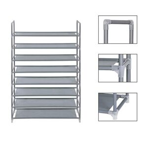 Kcelarec Shoe Rack Organizer, Stackable and Durable Shoe Shelf Storage Metal Shoe Tower Space Saving (Grey-8 Tiers)