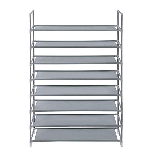 Kcelarec Shoe Rack Organizer, Stackable and Durable Shoe Shelf Storage Metal Shoe Tower Space Saving (Grey-8 Tiers)