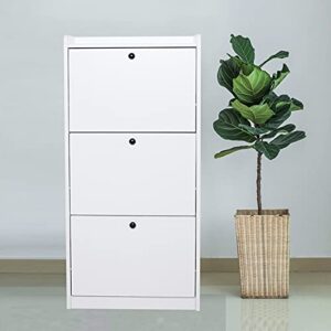 dnysysj 3 tier modern shoe cabinet,shoe storage cabinet with 3 flip drawers,shoe organizer for entryway, shoe cabinet with doors, white