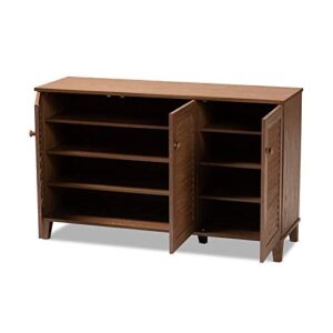 BOWERY HILL Contemporary Wood 8-Shelf Shoe Cabinet in Walnut Brown