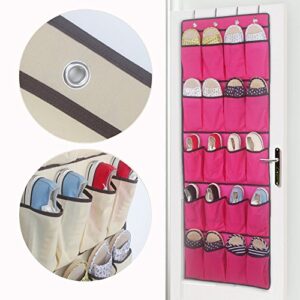 YJYdada 20 Pockets Hanging Over Door Shoe Organiser Storage Rack Bag Box Wardrobe Hook (Hot Pink)