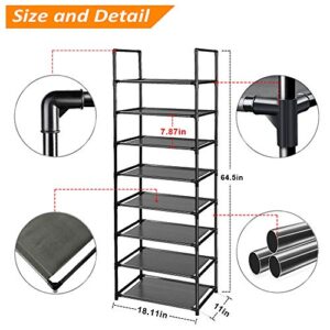 Been5le 8-Tier Shoe Rack Storage Organizer, Sturdy and Durable Shoes Shelf Stores up to 16 Pairs (Black)