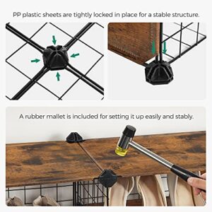 SONGMICS 6-Tier Shoe Rack for 12 Pairs, Expandable Modular DIY Storage Shelf, Closet Divider, with Plastic Panels, Rustic Brown + Black