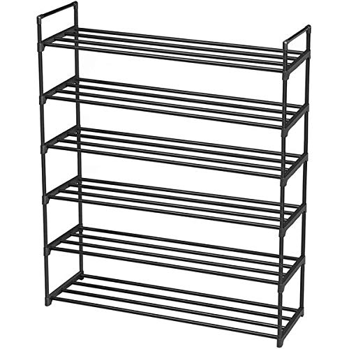 6 Tiers Shoe Rack Shoe Tower Shelf Storage Organizer For Bedroom, Entryway, Hallway, and Closet Black Color