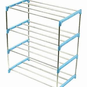 Diligencer Sturdy Plastic Stainless Steel Stackable Assembly Shoe Rack for Home Wall Entryway Over Door Closets Organizer Shoes Rack Ms Men Kids （Pink/Green/Blue）
